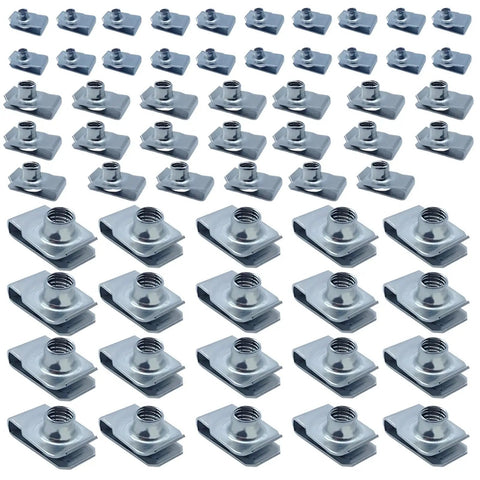 M6 M8 M10 U Clip Nuts Set in Stainless Steel, 60 Pcs Speed Clip Fasteners with Threads for Sheet Metal Panels