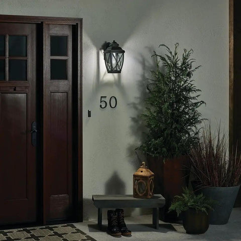 Tangier Thirteen Point Five Inch One Light Outdoor Wall Lantern In Olde Bronze With Clear Seeded Glass on entryway wall