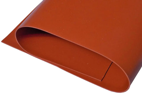 Folded Red Silicone Rubber Sheet 60A Durometer One Thirty Second Inch Thick Nine By Twelve Inch No Adhesive Backing High Temp Pad