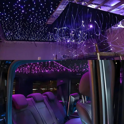 Twinkle Fiber Optic Starlight Headliner Kit With 650 Fibers 13.1ft 4m Length 0.03in Optical Fiber RGBW Music Activated Ceiling Lights