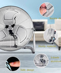Heavy Duty Standing Fan With Badass Cooling Power And Smooth Airflow Design Crushing Summer Heat For Bedrooms Garages Workshops Warehouses Or Home Gyms In Matte Black close-up showing three aluminum blades and sturdy base details.