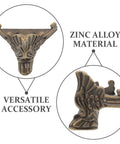 Close-up of 8 Pcs Antique Decorative Box Feet For Jewelry Boxes And Small Furniture, zinc alloy construction, vintage design.
