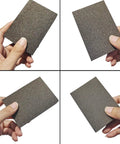 Hands holding 12 Pack Sanding Sponges Assortment, 6 Grits From Coarse To Superfine With 2 Pieces Each, Washable And Reusable