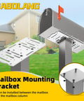 Mailbox Mounting Bracket For Post Mount Mailboxes with white plate and bottom mount holes on 4x4 post in garden setting