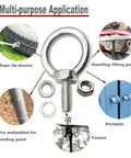 Multi-purpose Stainless M4 Eyebolt 0.39 Inch Short Eye Bolt With Threaded Ring Locking Nut And Washer for tie-downs and lifting hooks