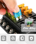 Rig Ready Fuse Assortment Kit Featuring 306 Pcs Of Micro Mini And Standard Blade Fuses For Cars Trucks And Rv Alongside Tough As Nails Puller And Circuit Tester Gear, inserting blue blade fuse into electrical panel.