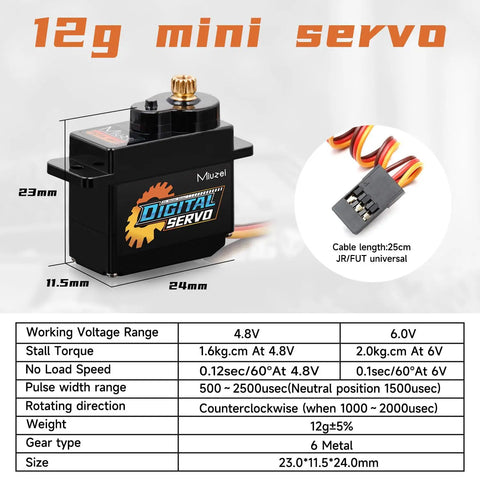12G Metal Gear Digital RC Steering Servo Upgrade Kit For SCX24 With Horn Arm Two Pack Beefed Up Torque Micro Servo Replacement