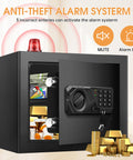 Heavy Duty Home Safe With Fireproof And Waterproof Protection Digital Security Safe With Key And Combo Lock open showing contents.