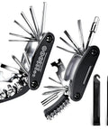 16 In 1 Bike Multitool Kit For On The Go Repairs with hex keys, screwdrivers, socket wrench, and tire levers