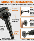 50 Pack 2 Inch Die Grinder Cut Off Wheels With 3/8 Inch Arbor For Air Grinders And Rotary Tools Includes 1/4 Inch Stem Mount Mandrel Kit