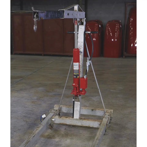 Top Tier 8 Ton Long Ram Air Hydraulic Jack With Single Piston Clevis Base Heavy Duty Steel Frame Rust Guard Finish Built Rock Solid For Backyard Garage And Local Mechanic Shop Daily Tasks