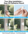 Door Alarms For Kids Safety And Home Security, Two Way Door And Window Alarm, Two In One Alarm And Chime, Three Level Volume Control, Easy Install Door Sensor Alarm Set Of Three. 3M adhesive door sensor install on window frame