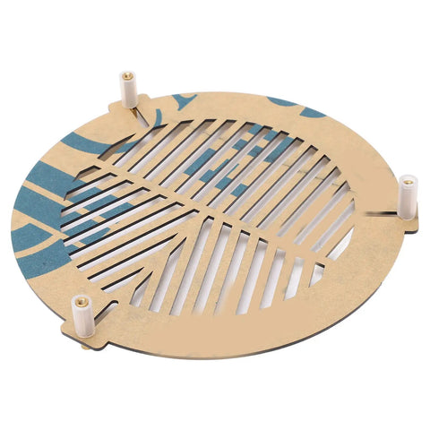 120-160mm Telescope Focus Mask for Astrophotography with three-post mount, beige and blue design, top view