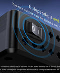 Close-up of the independent switch on the 200W Car Power Inverter DC To AC Converter With Three USB Ports And Type C Quick Charge.