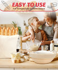 Mother and child baking with All In One Sourdough Starter Kit with Round and Oval Banneton Baskets, Starter Jar on table.