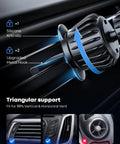 High Capacity MagSafe Car Mount Vent Holder With Blasted N52 Super Magnets compatible with iPhone showing upgraded metal hook and silicone anti-slip.