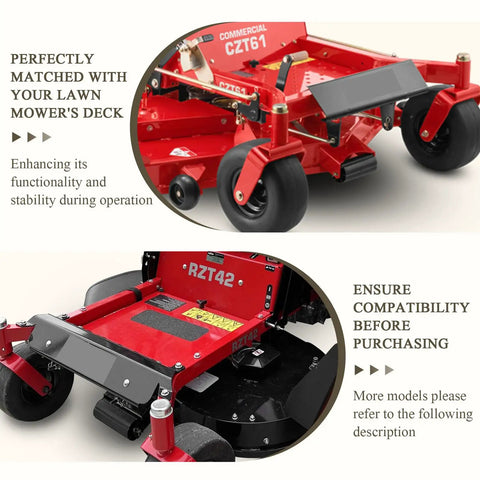 Red lawn mower deck showing CZT61 and RZT42 models compatibility. Deck Roller And Rod Kit For 48 And 54 Inch Lawn Mowers Easy Install Replacement No Fuss Fit For YTH2748 YTH2548B GTH2754 GTH2654 And More Replaces 179127 532179127 539107612.