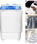 Compact Portable Washing Machine With 7.5 Liter Basin For Quick Laundry, featuring dual knobs and compact design for small spaces.
