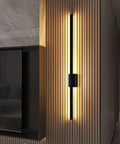 Modern Wall Sconces, Wall Lamp LED Metal Modern Reading Lamps Elegant Rectangle Indoor Wall Sconce Acrylic Wall Lighting Fixture 44W for Bedside Bedroom Living Room Hallway 3,Black Warm Light-100CM on textured wall.