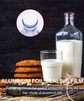 Premium Aluminum Foil Sealing Gasket Liners For Plastic Silver Bottles And Glass Jars To Keep Herbs Spices Fresh Waterproof Pressure Sensitive Air Seal Cap Insert on a milk bottle.