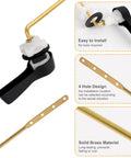 Universal Metal Front Mount Toilet Handle Kit In Matte Black With Brass Flush Lever, Stainless Steel Flapper Chains