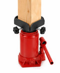 Heavy Duty Bottle Jack Adapter With Jack Plate, Pad And Stand Adapter for stable lifts on 4x4 wood posts secured with hex star knobs.