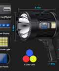Ridiculously Bright 990000 Lumen Handheld Spotlight With Solar Charging 6 Modes IPX5 Waterproof Outdoor Searchlight Rechargeable