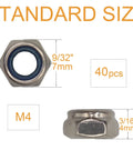 40 Piece Pack Heavy Duty M4 X 0.7mm Stainless Steel Self Lock Nylon Inserted Lock Nuts For 3D Printer And Furniture Projects With Plastic Storage Case