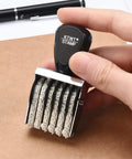 Everyday Kickass Six Digit Rubber Number Stamp Featuring Auto Rolling Dial For Quick Numbering Precise Date Stamping And Heavy Duty Office Project Grind in hand.