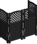 Outdoor Privacy Screen Fence For Trash Cans, Air Conditioners And Pool Equipment, 4 Panels, black with lattice top design