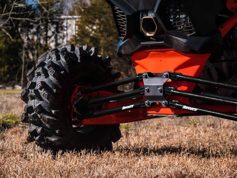 Heavy Duty Round Tube Rear Radius Arms Kit For Can Am Maverick X3 72 Inch Turbo RC MR RS MAX Complete 6 Rod Kit Black With Beefed Up Pivot Joints And Heavy Duty Frame Mounts on rear suspension