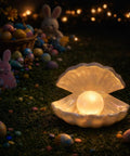 Ceramic Shell Pearl Light LED Clam Tabletop Lamp For Beach Room Decor White Pearl Glow Ocean Theme Night Light Gift