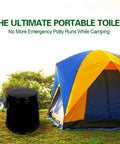 Go To Portable Camping Toilet With Detachable Inner Bucket And Removable Toilet Paper Holder Black Large near tent