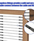 Swageless Lag Screws Left And Right Set For Wood Posts Black One Eighth Inch 20 Pack T316 Stainless Steel Cable Railing Kit detail