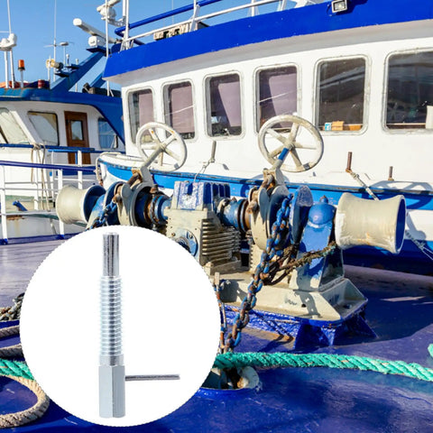 Stainless Steel Self Locking Plunger Pins With Durable Spring Rod Quick Release Handle shown on a boat deck for shipbuilding.