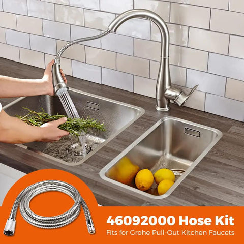 Pull Out Spray Hose For Kitchen Faucets 59 Inch Chrome Replacement In Use Rinsing Herbs