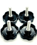 Rock Solid Quarter Inch Twenty Eight Fine Thread Clamping Thumb Screws With Slick Black Knurled Grip And Hex Head Made From Hella Tough 304 Stainless Steel For Zero Hassle Quick Adjust No Wrench Needed Everyday Use Four Pack Hardware