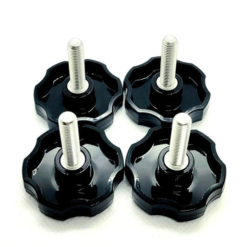 Rock Solid Quarter Inch Twenty Eight Fine Thread Clamping Thumb Screws With Slick Black Knurled Grip And Hex Head Made From Hella Tough 304 Stainless Steel For Zero Hassle Quick Adjust No Wrench Needed Everyday Use Four Pack Hardware