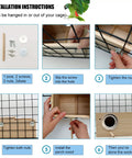 Installation instructions for Paulownia Wood Nesting Box For Pet Birds, showing setup steps with tools, ideal for secure attachment.