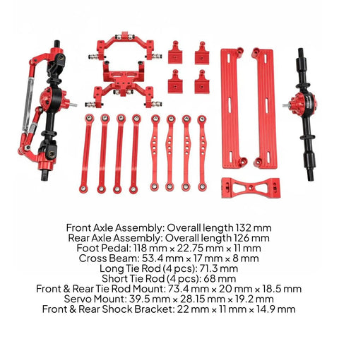 Must-Have 1/16 RC Crawler Axle Links Set includes red metal parts for enhancing damping and stability in crawlers.