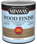 Classic Gray Water Based Semi Transparent Wood Stain For Furniture Cabinets And Doors One Coat Penetrating Formula in a can.