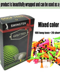 Bulk 120 Pack Plastic Golf Tees Set With 100 Long Three And A Quarter Inch Tees And 20 Short One And A Half Inch Tees Mixed Colors