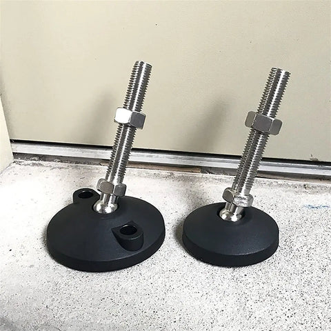 Solid As A Rock Adjustable Leveling Feet Set Of Eight M16 Swivel Table Leg Extenders With Tilt Resistant Nylon Bases And Marine Grade Stainless Steel Threads For Shop Setup, two extenders with nylon bases.