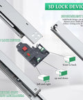Top Shelf Undermount Drawer Slides 20 Inch Full Extension showing 3D lock device and soft close mechanism details.