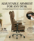 Side view of Big and Tall Executive Desk Chair With Footrest, 400Lb Heavy Duty High Back PU Leather, adjustable armrest shown.