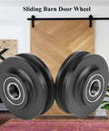Heavy Duty Sliding Barn Door Wheel Set for Cabinets and Windows, Quiet Smooth Roller Pulleys in living room setting