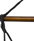 Close-up of wooden dowel and ropes for Blue Hanging Hammock Chair With Wooden Dowels, 350 Lb Capacity, Includes Carrying Case, Pillow