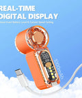 Beast Portable Handheld Fan On The Go With USB-C Rechargeable Battery, digital display showing speed and battery level.