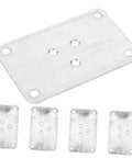 Thick Iron Flat Leg Mounting Plates For Tables And Sofas Quickly Fix Wobbly Furniture Legs With Hella Sturdy Brackets in silver steel.
