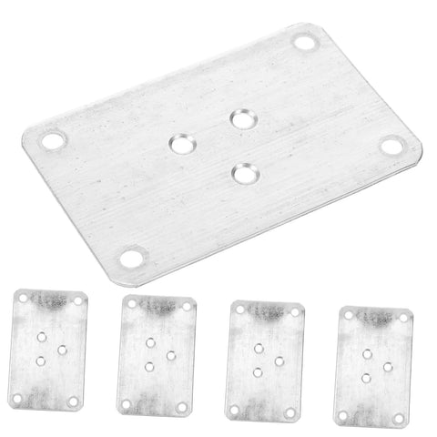 Thick Iron Flat Leg Mounting Plates For Tables And Sofas Quickly Fix Wobbly Furniture Legs With Hella Sturdy Brackets in silver steel.